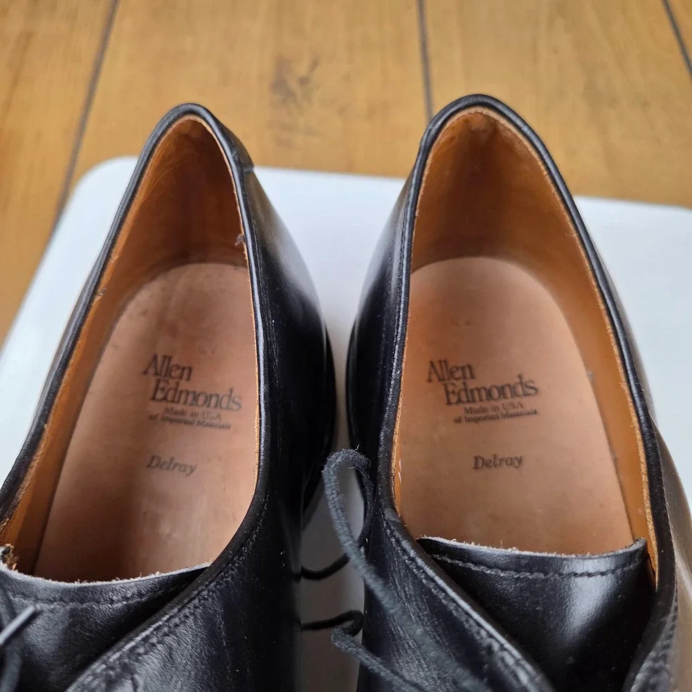 Allen Edmonds Delray Black Leather Split Toe Derby Dress Shoes Mens 14 D 1208